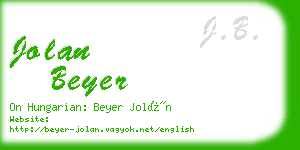 jolan beyer business card